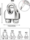 24 Pièces 2mm Serre Cable Acier,M2 U Pince de Câble Métallique pour 2mm Cable Inox, M2 Serre-Cable Inox,Attaches pour 2mm câbles métalliques