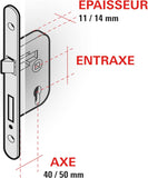 Serrure à encastrer NF V/BR 1 clé Thirard 901502 Carré 7 mm, entr’axe 70 mm. 1 clé