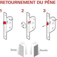 Serrure à encastrer NF V/BR 1 clé Thirard 901502 Carré 7 mm, entr’axe 70 mm. 1 clé