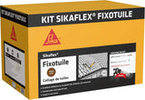 Kit Sikaflex best before 08/2023 Fixotuile Terre Cuite, Mastic polyuréthane PU spécial tuiles, mastic-colle souple pour la réparation et le collage de tuiles, 24 poches de 400ml + un pistolet d'application