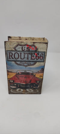 Livre boîte en bois déco ROUTE 66 rétro vintage 17 cm