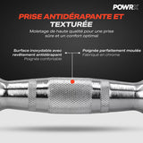 POWRX Haltères de Musculation Hexagonales en Fonte Barre Chromée avec Enveloppe en Caoutchouc Résistant 22.5 kg pour Fitness, Gymnastique Musculaire, à la Maison