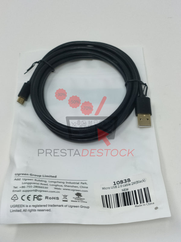 UGREEN 10838 cable de carga de sincronización 2 m Micro USB B USB A