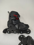 Paire de patins à roulettes Oxelo Fit 3 noirs et bleus, vue d'ensemble.