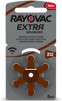 Rayovac 6 Pack Extra Advanced Batteries with Active Core Technology 312 – the latest generation of Hearing Aid Batteries 