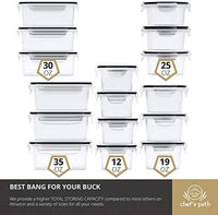 Ensemble de récipients de stockage de céréales et d'aliments Chef's Path - Récipients en plastique hermétiques avec couvercles faciles à clipser