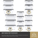 Ensemble de récipients de stockage de céréales et d'aliments Chef's Path - Récipients en plastique hermétiques avec couvercles faciles à clipser