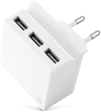 New Compact Charger Hub 3 in 1 Phone Holder - White 3 USB Ports