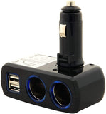 Black Car Charger 2 USB Port Charger DC 12V 24V LED Lighting