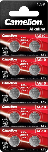 Camelion AG 10/LR54/LR1130/389 Blister of 10 Batteries 