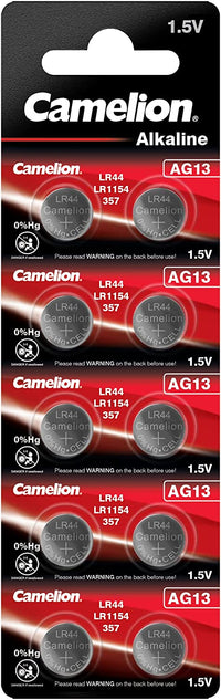 Camelion Blister Pack of 10 Button Batteries AG13 LR44/LR1154/357