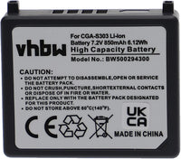 vhbw Batería Compatible con Panasonic SDR-S100, SDR-S100EG-S, SDR-S150, SDR-S150EG-S, SDR-S200
