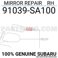 OEM 91039SA100 GENUINE Genuine para Subaru Forester Espejo externo derecho con calefacción