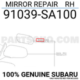 OEM 91039SA100 D'ORIGINE Genuine pour Subaru Forester Outer Right Heated Mirror