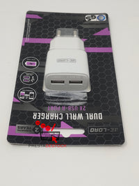 Cargador de red dual USB blanco 