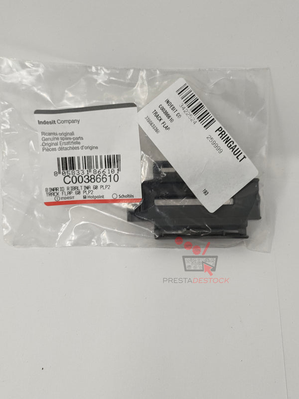 Détail du clapet de lave-vaisselle de couleur grise, montrant son système de fixation et sa forme