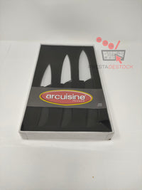 Coffret de 3 couteaux en céramique Arcuisine dans sa boîte fermée.