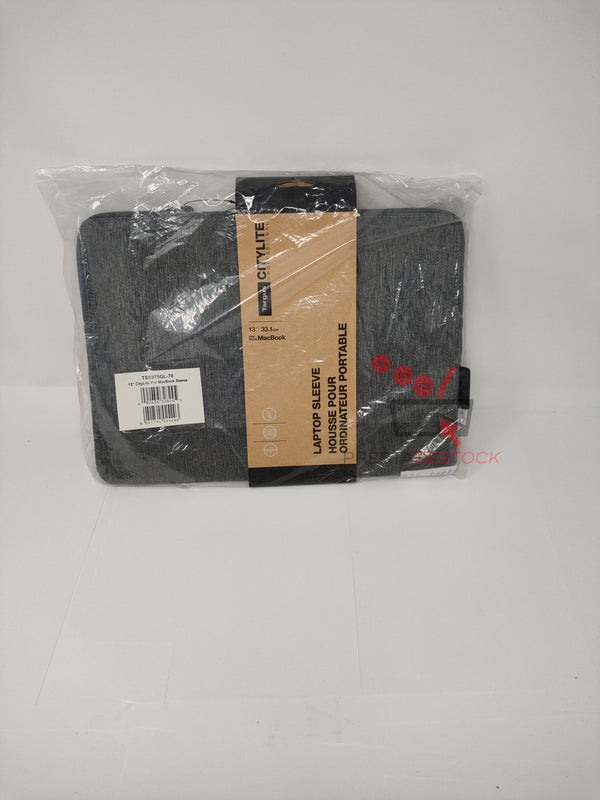 Housse de protection Targus CityLite Pro pour ordinateur portable 13 pouces ou MacBook, de couleur grise et vue sous l'emballage