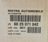 Photo d'un jeu de plaquettes de frein d'origine Renault Matra, référence 6025071042